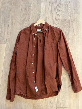 Frank And Oak Jasper Oxford Shirt — Medium — Rust/Terracotta — 100% Cotton